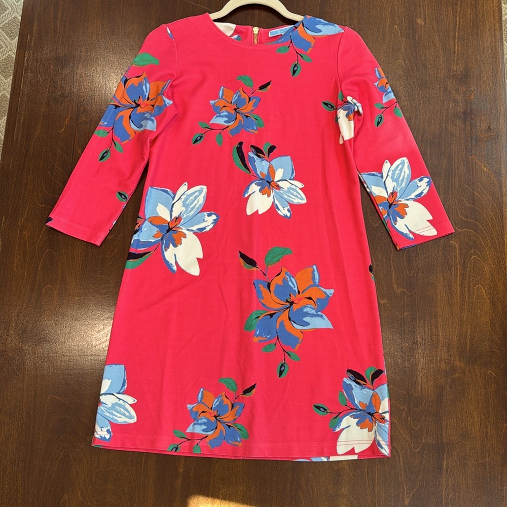 Draper James bright pink magnolia print scuba dress